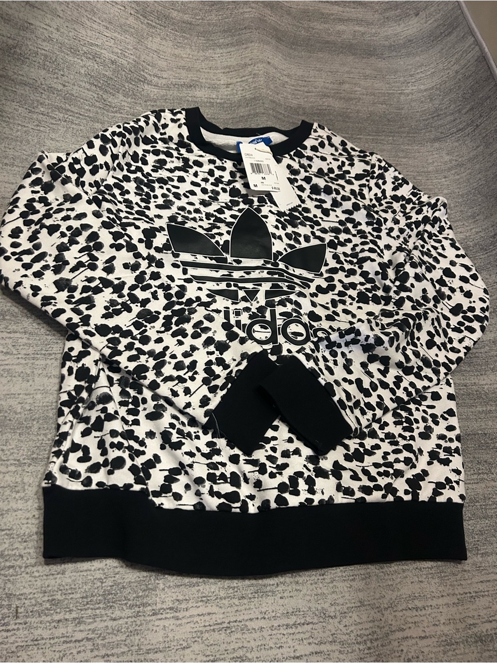 adidas Black & White Spot Print Pullover Sweatshirt